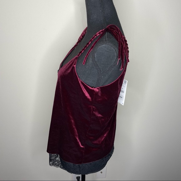 NWT Zara Burgundy Velour Tank Top Size M - Picture 2 of 6